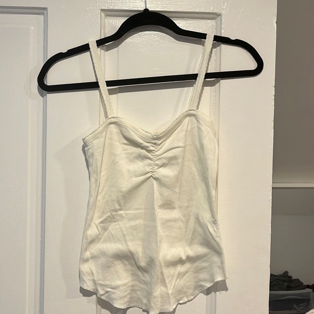 urban outfitters baby doll off-white tank top with scalloped design